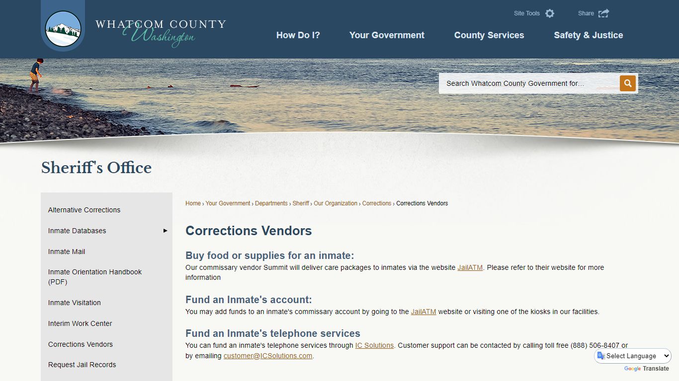 Corrections Vendors | Whatcom County, WA - Official Website